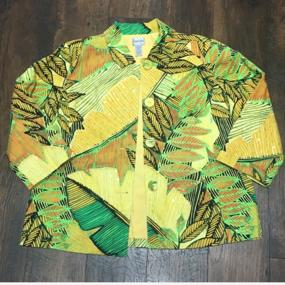 Chico’s Fully Lined Tropical Print Jacket
